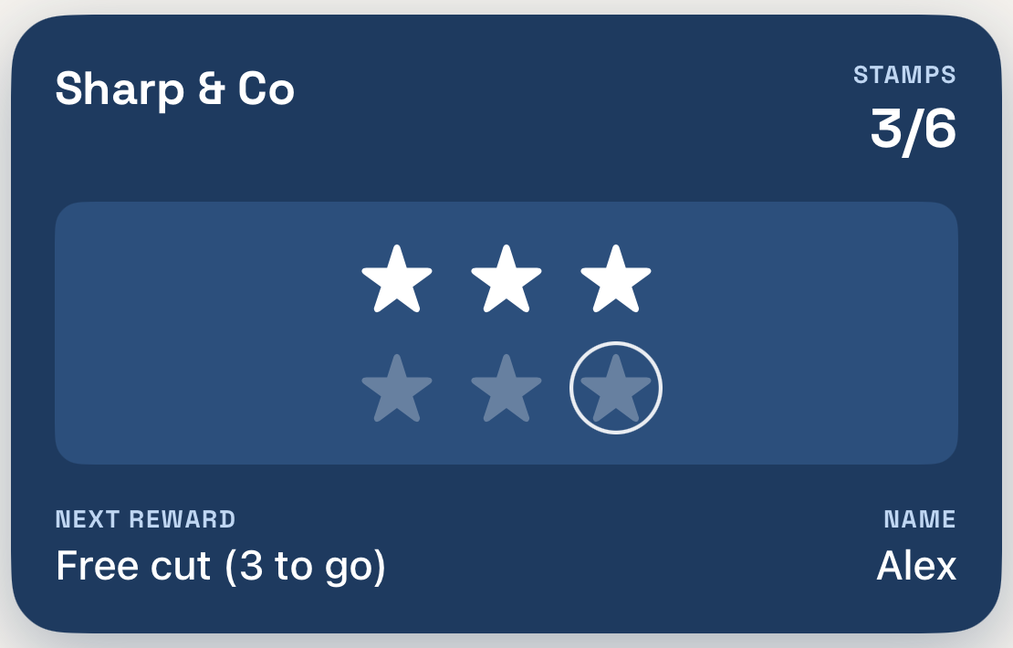 A Sharp & Co loyalty card