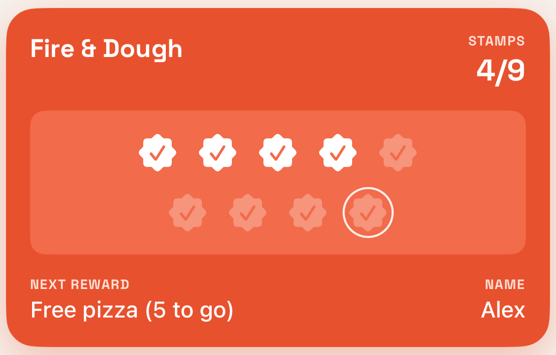 A Fire & Dough loyalty card